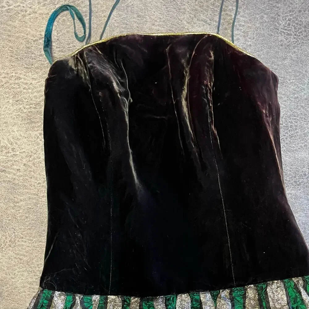 Rimini Vintage Striped Velvet 80's Maxi Dress - Picture 3 of 7